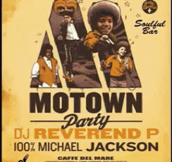 a poster for a motown party featuring dj reverend p and michael jackson
