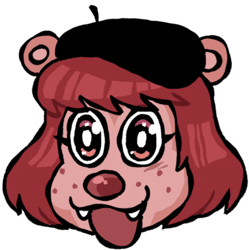 a cartoon drawing of a bear wearing glasses and a beret