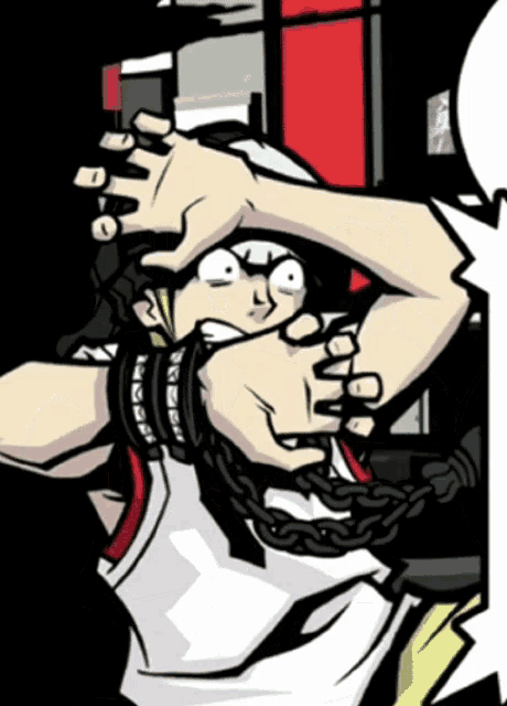 a cartoon drawing of a man with dreadlocks and a white shirt that says ' a ' on it