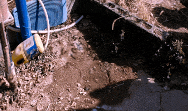 a yellow container with a label that says ' a & t ' on it sits in the dirt