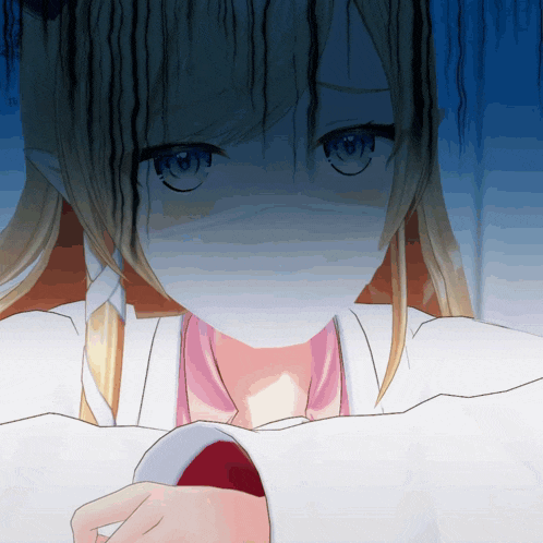a close up of a girl 's face with a white mask on