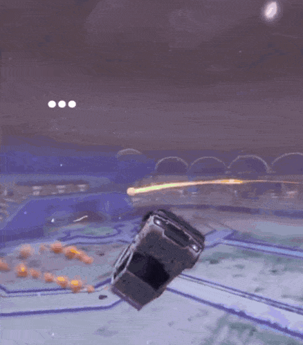 a rocket league game is being played with a car flying through the air