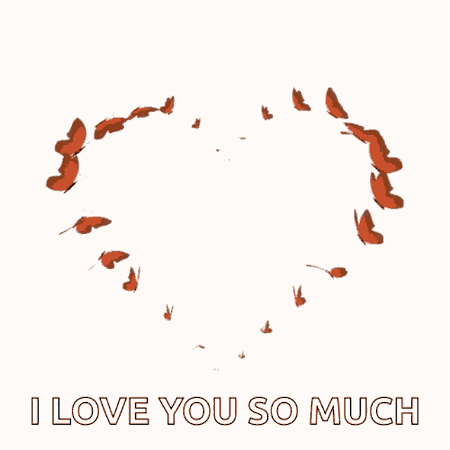 a heart made of red butterflies with the words `` i love you so much ''