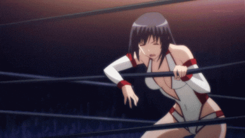 a woman in a wrestling ring with tokyo anime written on the bottom
