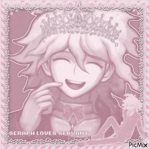 a picture of a boy wearing a crown with the words seraph loves servant