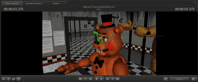 a screenshot of five nights at freddy 's with a teddy bear in the background
