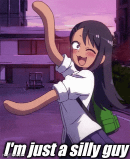 a picture of a girl with a green backpack and the words i 'm just a silly guy