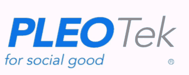a blue and white logo for pleotek that says " for social good "