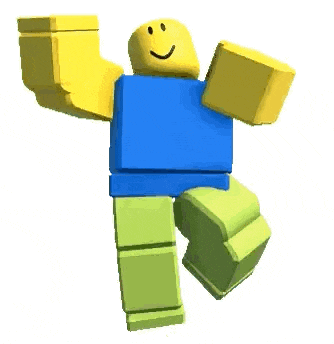 a roblox character with a blue shirt and green pants is dancing .