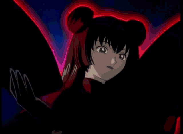 a couple of anime characters are standing in the dark