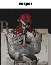 a man with red hair and a bandaged face is standing in front of a book .