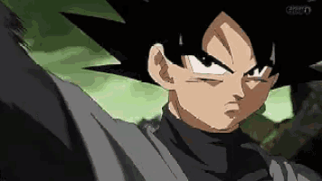 a close up of a cartoon character with a black haircut .