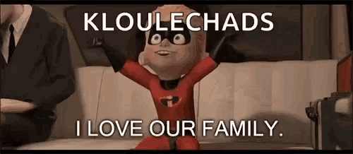 a cartoon character from the movie the incredibles is sitting on a couch with his arms outstretched .