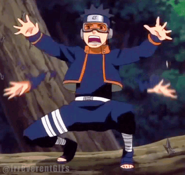 a cartoon character with the letter g on his head is jumping in the air with his arms outstretched .