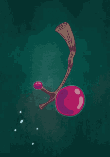 a cartoon illustration of a cherry with a broken stem