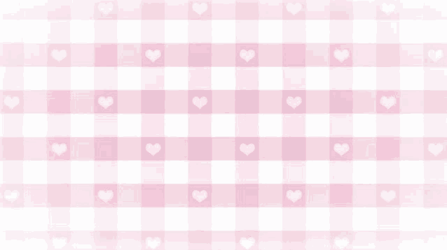 a pink and white checkered background with hearts on it
