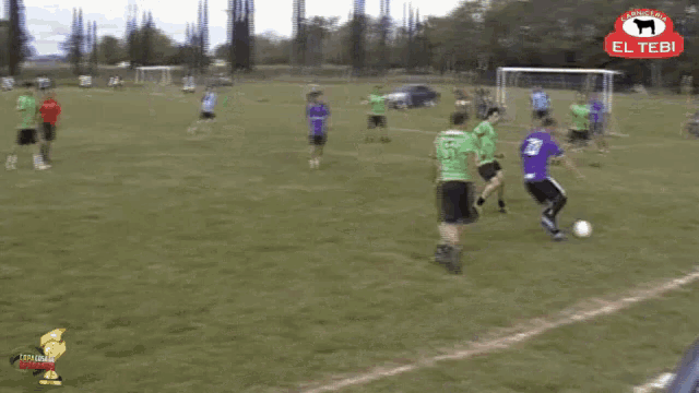 a group of soccer players on a field with a sign that says el teri on it