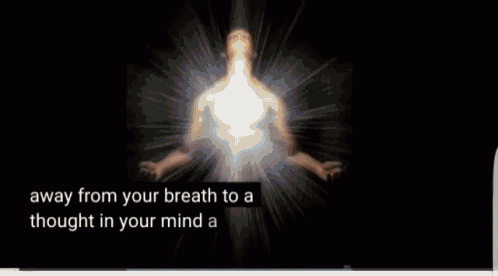 a person is standing in front of a galaxy with the words thought in your mind a sensation in your body or a sound