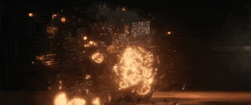 a large fireball is exploding in the dark with a sign in the background that says ' apocalypse '