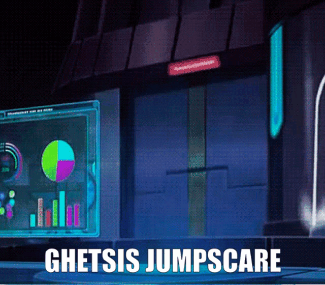 a computer screen with the words ghetsis jumpscare written on it