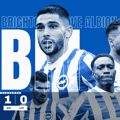 a collage of soccer players on a blue background with the words brightcove albion on top