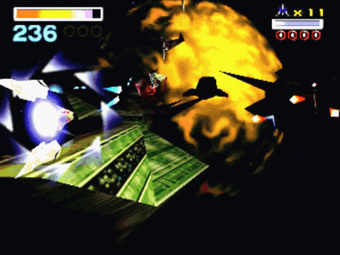 a video game with a score of 236 on it