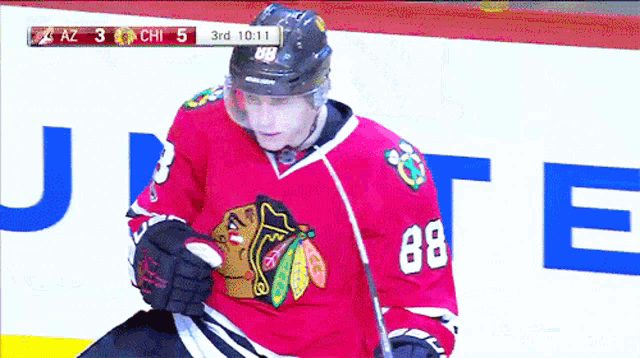 a hockey player with the number 88 on his shirt