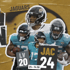 a group of jaguars football players are holding signs