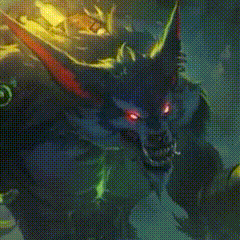 a painting of a monster with horns and a circle in the middle of its chest .