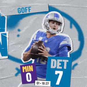 a football player named goff is holding a ball in his hand