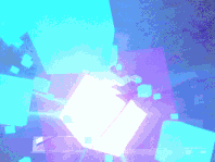 a purple and blue background with a white cube in the middle