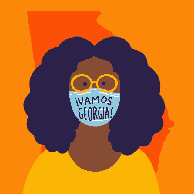 an illustration of a woman wearing a mask that says vamos georgia