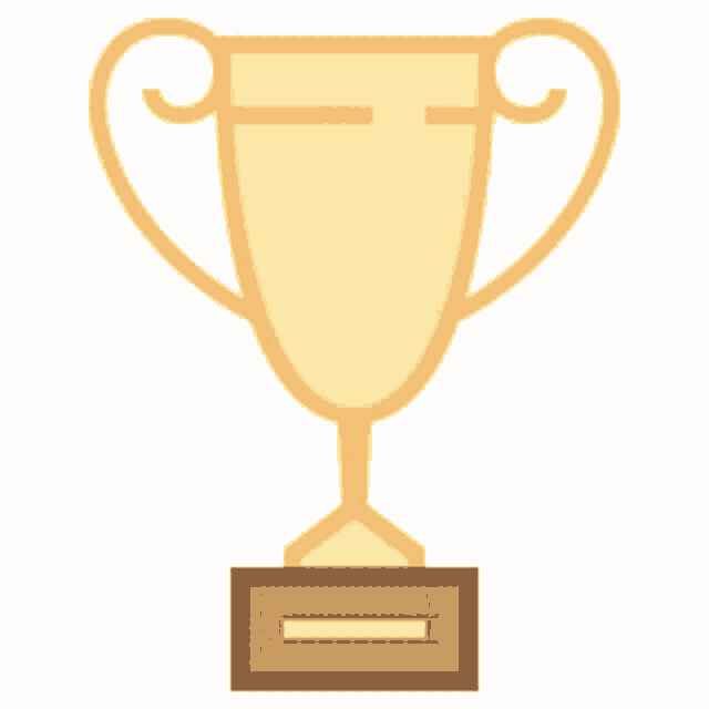 an icon of a gold trophy with two handles on a wooden base