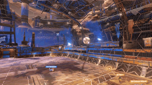 a rocket league game is being played with a player named psychoelectrolec