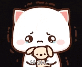 a cartoon cat is crying and holding a stuffed animal .