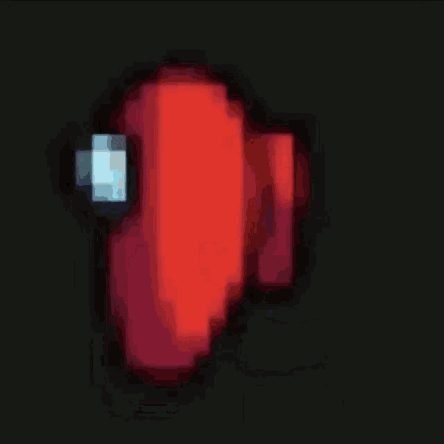 a pixel art of a red among us character with a black background .