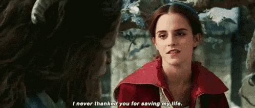 a woman in a red coat is talking to another woman and says `` i never thanked you for saving my life '' .