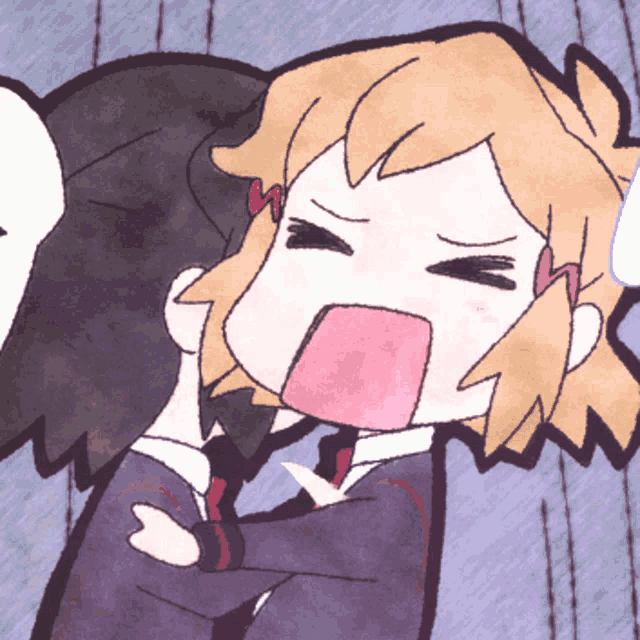 a cartoon drawing of a girl screaming with her mouth open