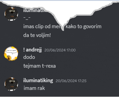 a screenshot of a discord conversation between illuminatiking and andrejj