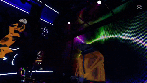 a cartoon of a man dancing in front of a stage with the caption capcut