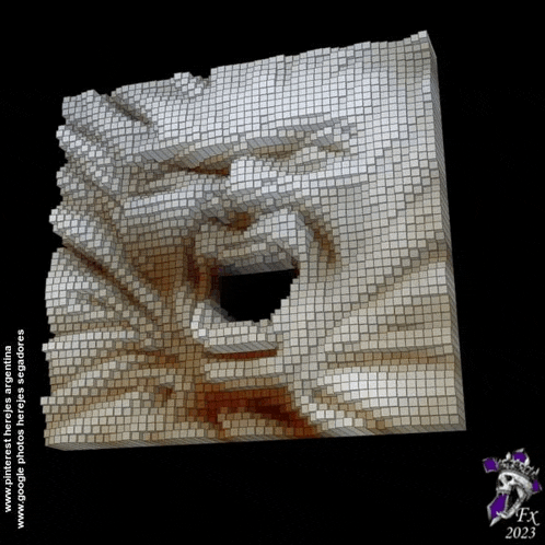 a 3d rendering of a face with a hole in it
