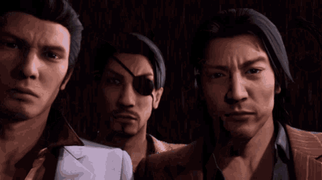 yakuza-akiyama-majima-saejima-kiryu-ichiban-stare.gif