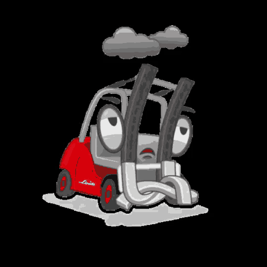 a cartoon drawing of a forklift with a linde logo on the side