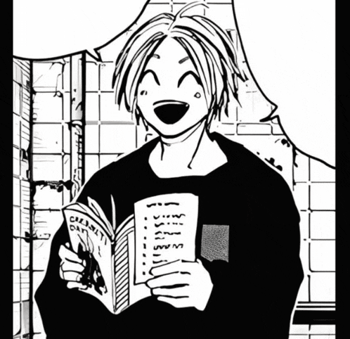 a black and white drawing of a person holding a book that says chemistry day