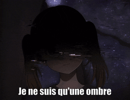 a picture of a girl with the words je ne suis qu'une ombre