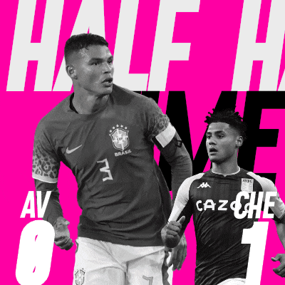 a black and white photo of two soccer players with the words half time on the top