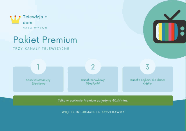 an advertisement for paket premium shows a tv with a rainbow colored screen