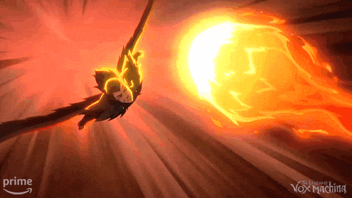 a poster for the legend of vox machina shows a man flying through the air