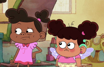 a cartoon girl with the letter j written on her chest