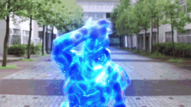 a blurry picture of a person with a blue light coming out of their head
